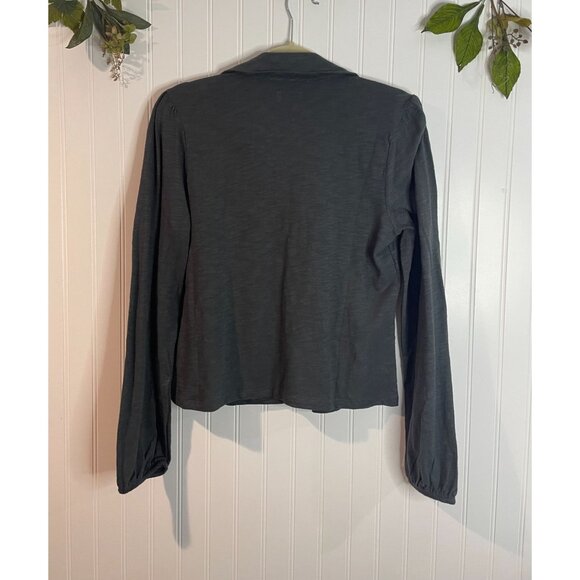 UpWest Womens Long Sleeve Collared Shirt M 100% Cotton Charcoal Gray - Picture 2 of 9